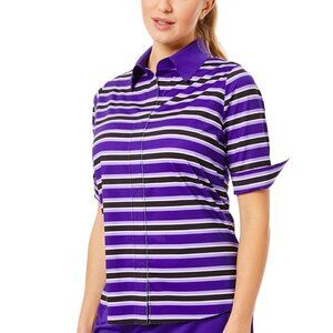 Belyn Key golf Keystone Half Sleeve Breckenridge stripe purple shirt women new S